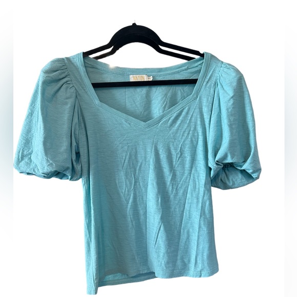 Nation LTD Heather Balloon Sleeve Sweetheart Top in Bermuda (Size Small) - Picture 2 of 7